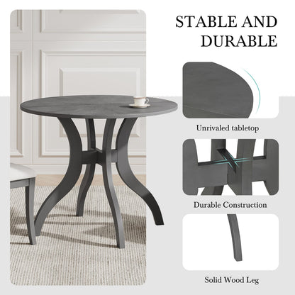 Oak Gray Round Dining Table 39.4" Traditional Solid Wood Legs, Timeless Elegance,