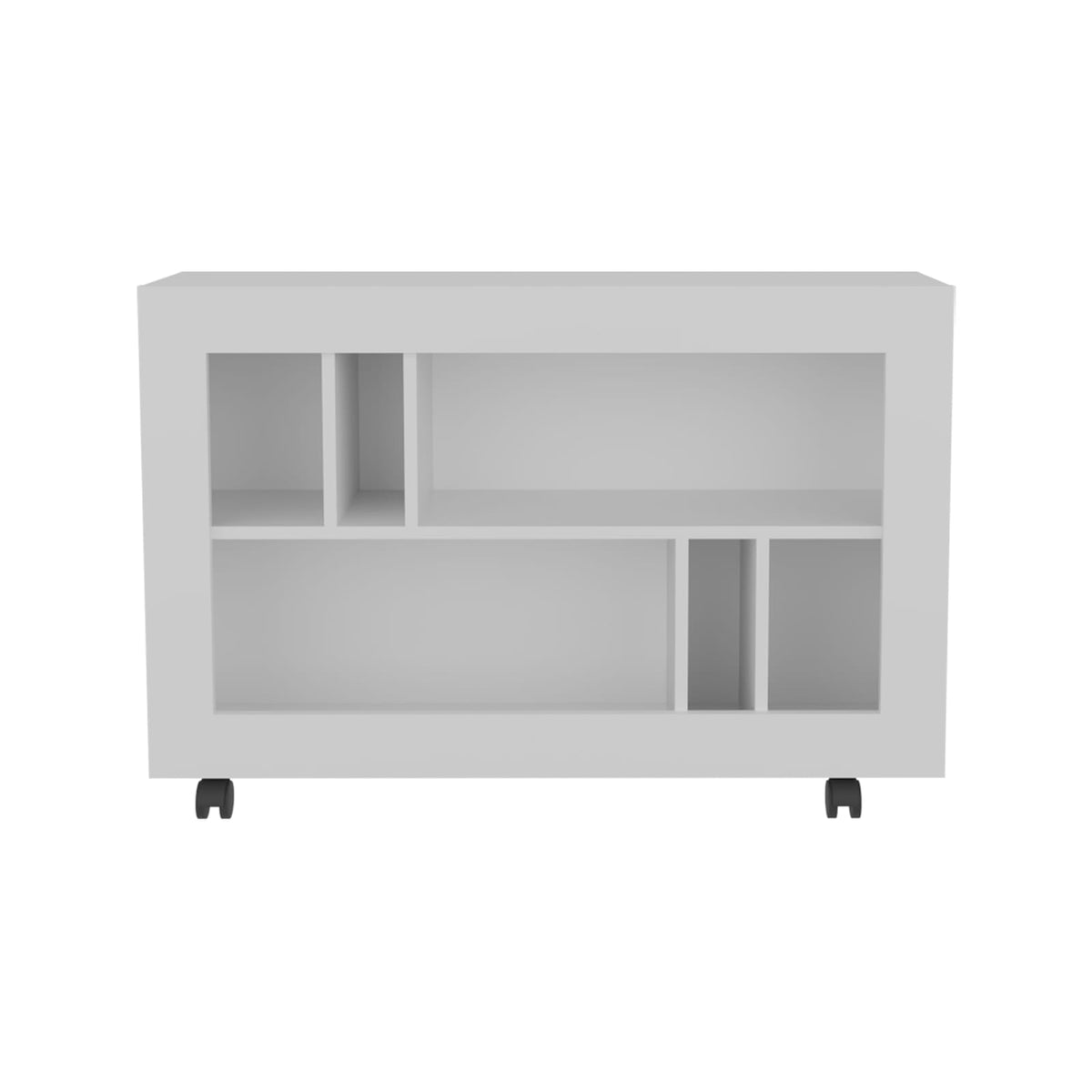 Console Table Cart, 5 Shelves, 4 Casters - White