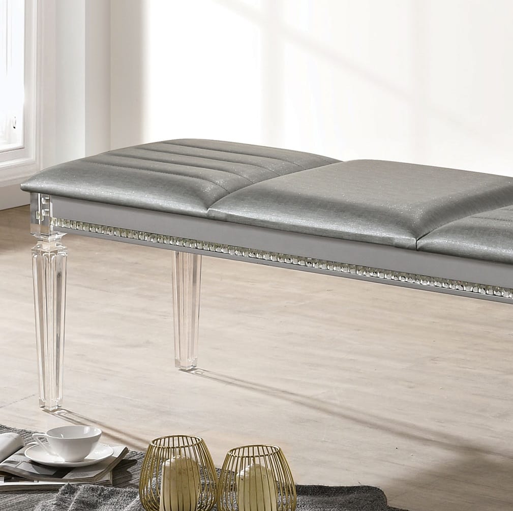Silver Acrylic Bench - Contemporary Style for Bedroom