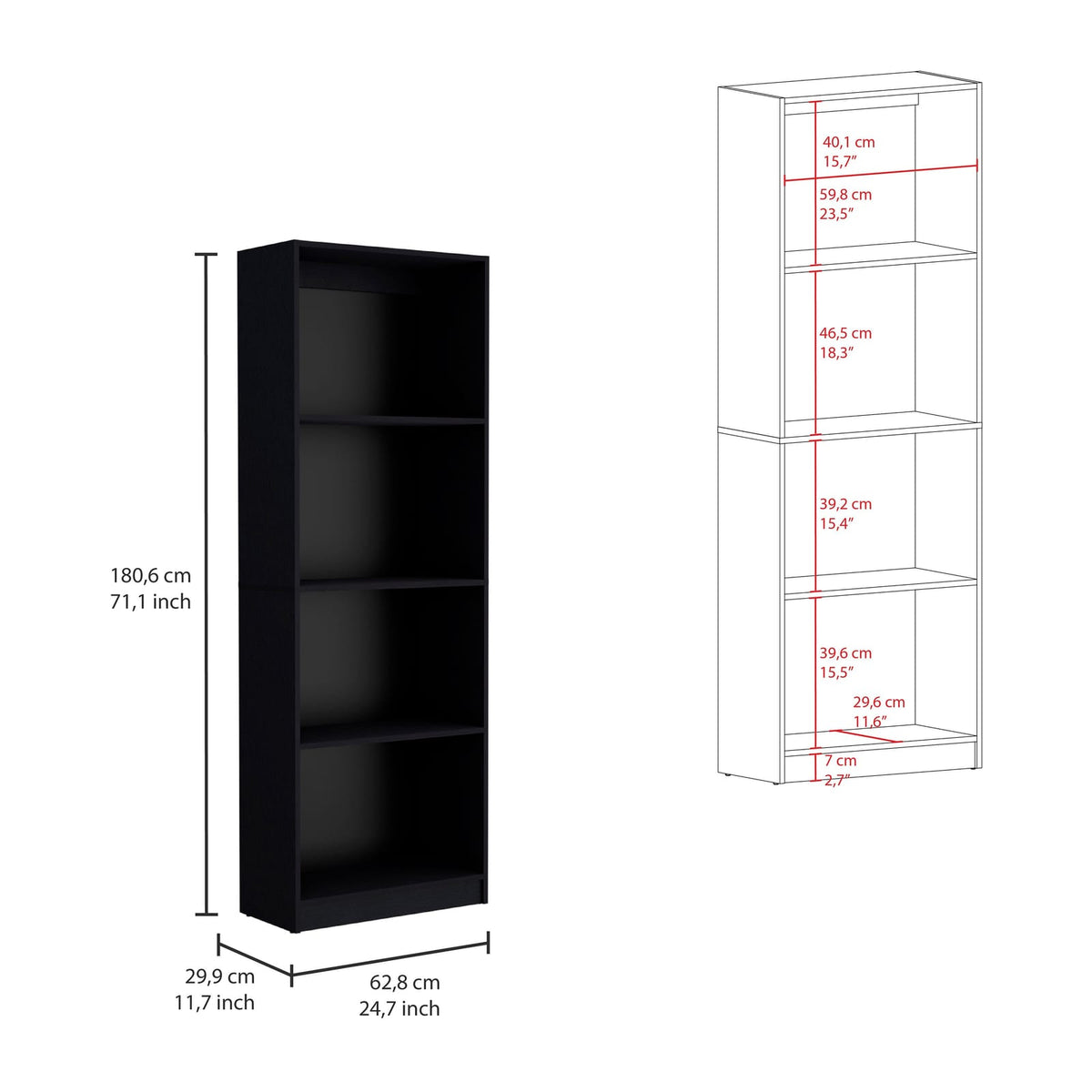 Wenge 3-Piece Bookcase Set - 8 Shelves