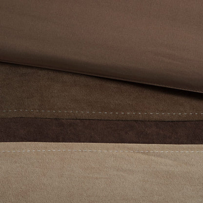 Queen Brown Polyester Comforter Set 7 Piece
