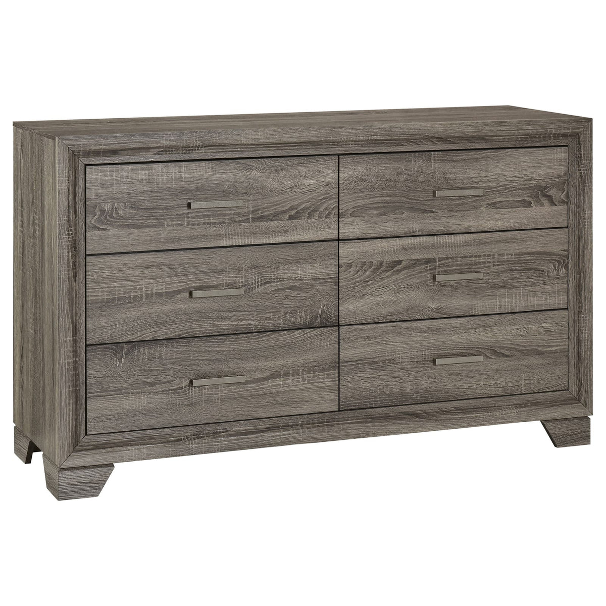 Funston Brown Oak 6-Drawer Dresser - Bedroom Storage