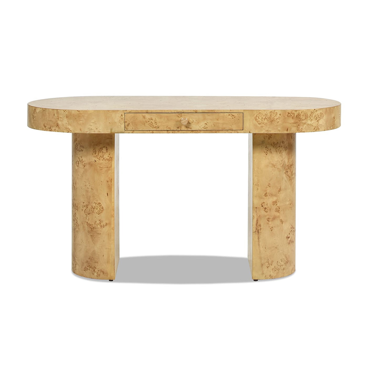 Jesse 55.5" Oval Computer Desk - Warm Natural Brown Burl Wood