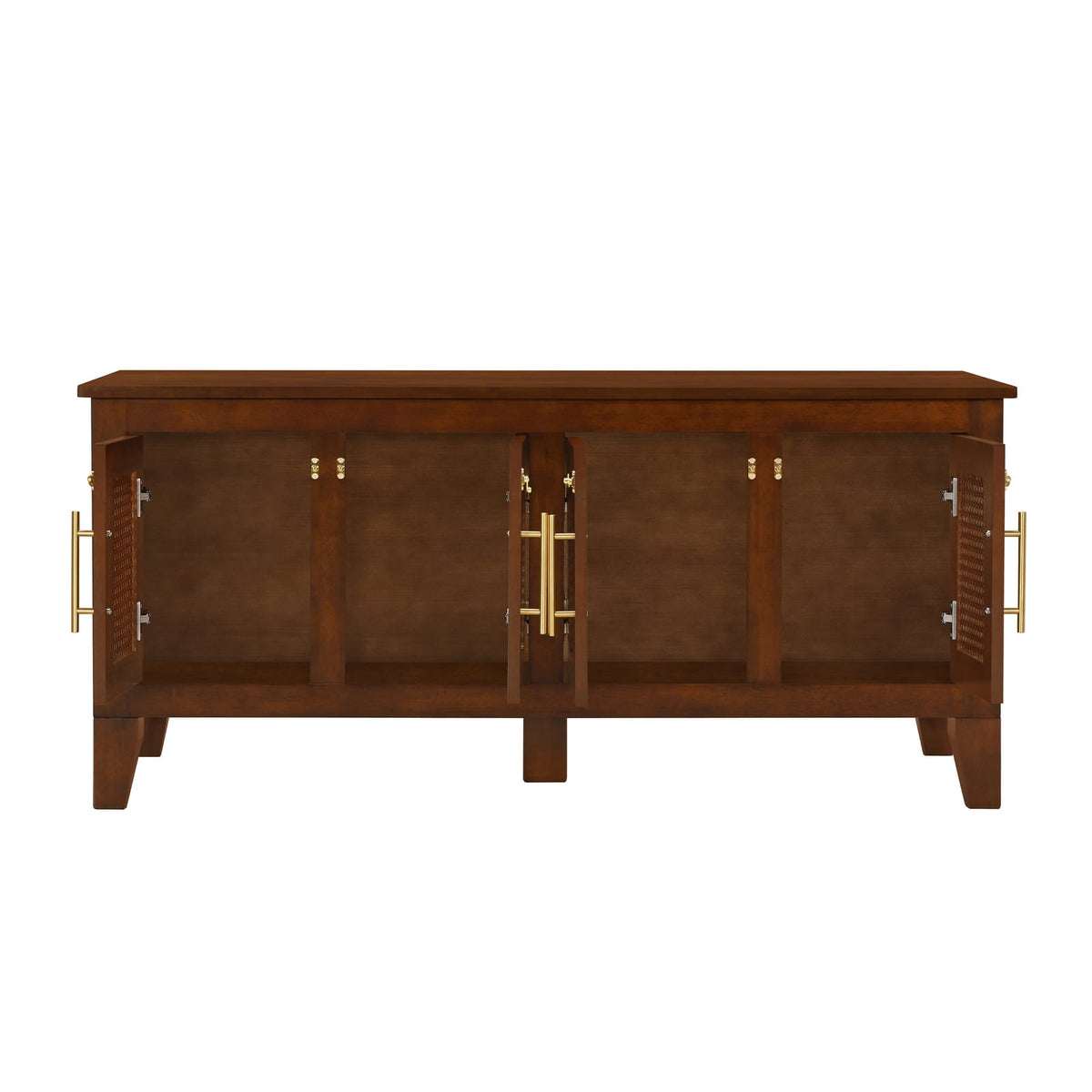 Walnut Rattan Dog Crate Cabinet Stylish Pet Furniture
