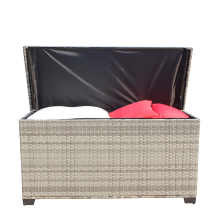 Grey PE Rattan Patio Storage Box - 148 Gallon