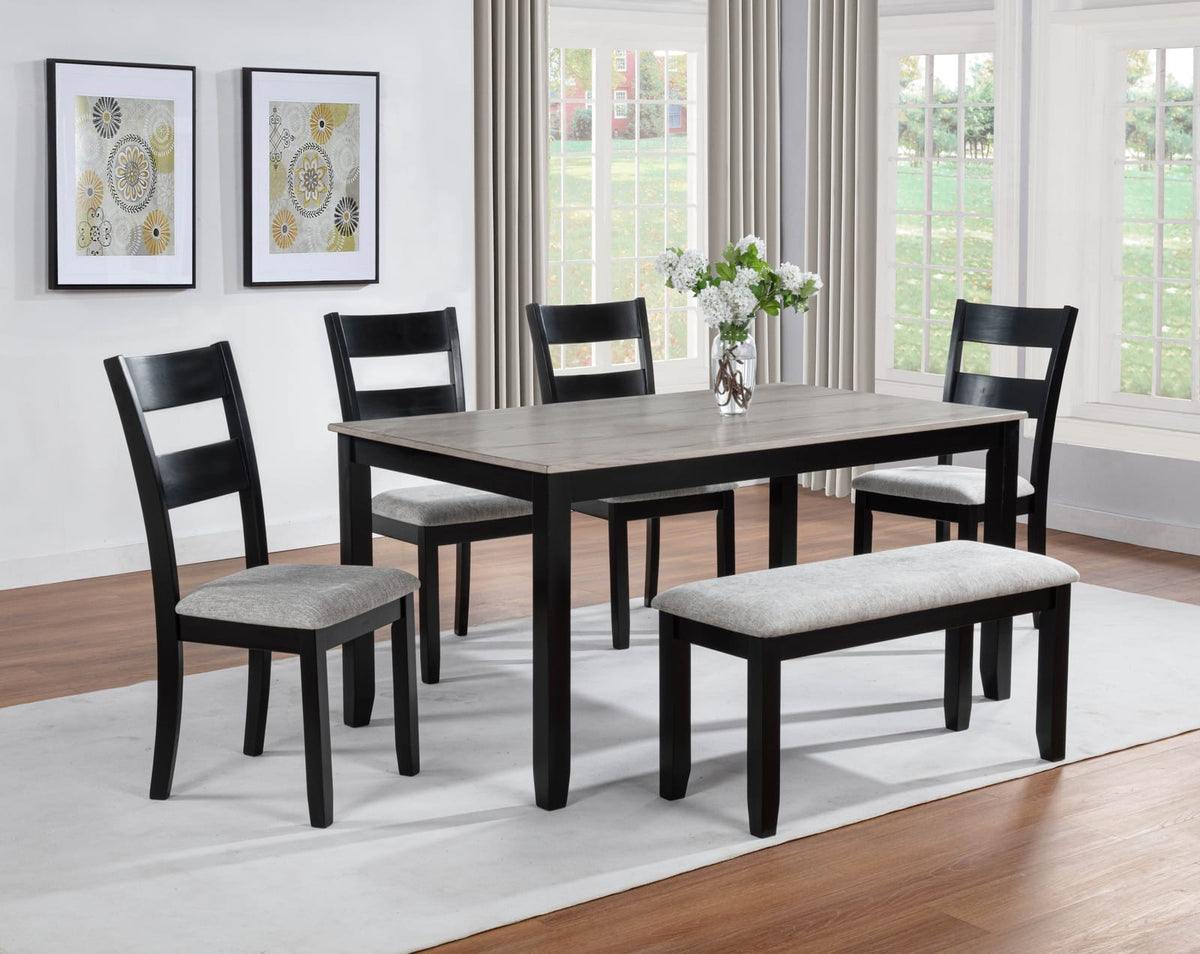 6 Piece Dark Gray Dining Table Set Seats 6