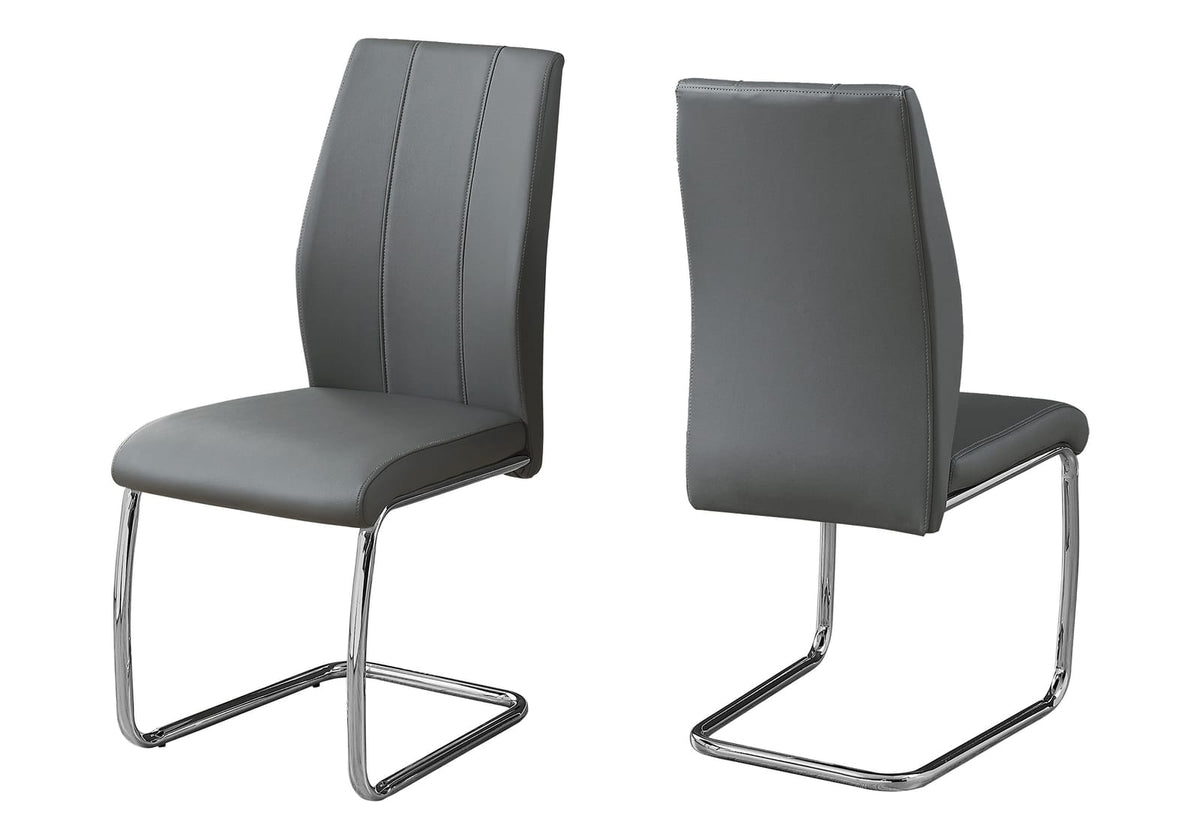 Dining Chairs Set of 2 Grey Faux Leather Upholstered Kitchen Dining Room Chairs