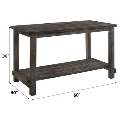 Gray Counter Height Dining Table with Storage Shelf