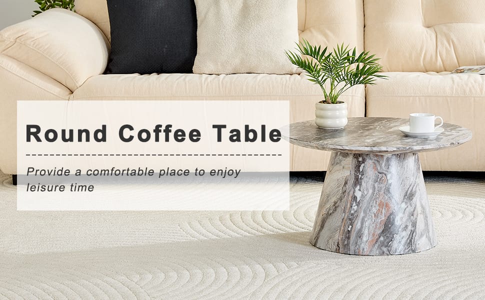 Grey Round MDF Dining Table 23.6in Diameter for Kitchen Storage