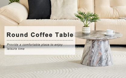 Grey Round MDF Dining Table 23.6in Diameter for Kitchen Storage