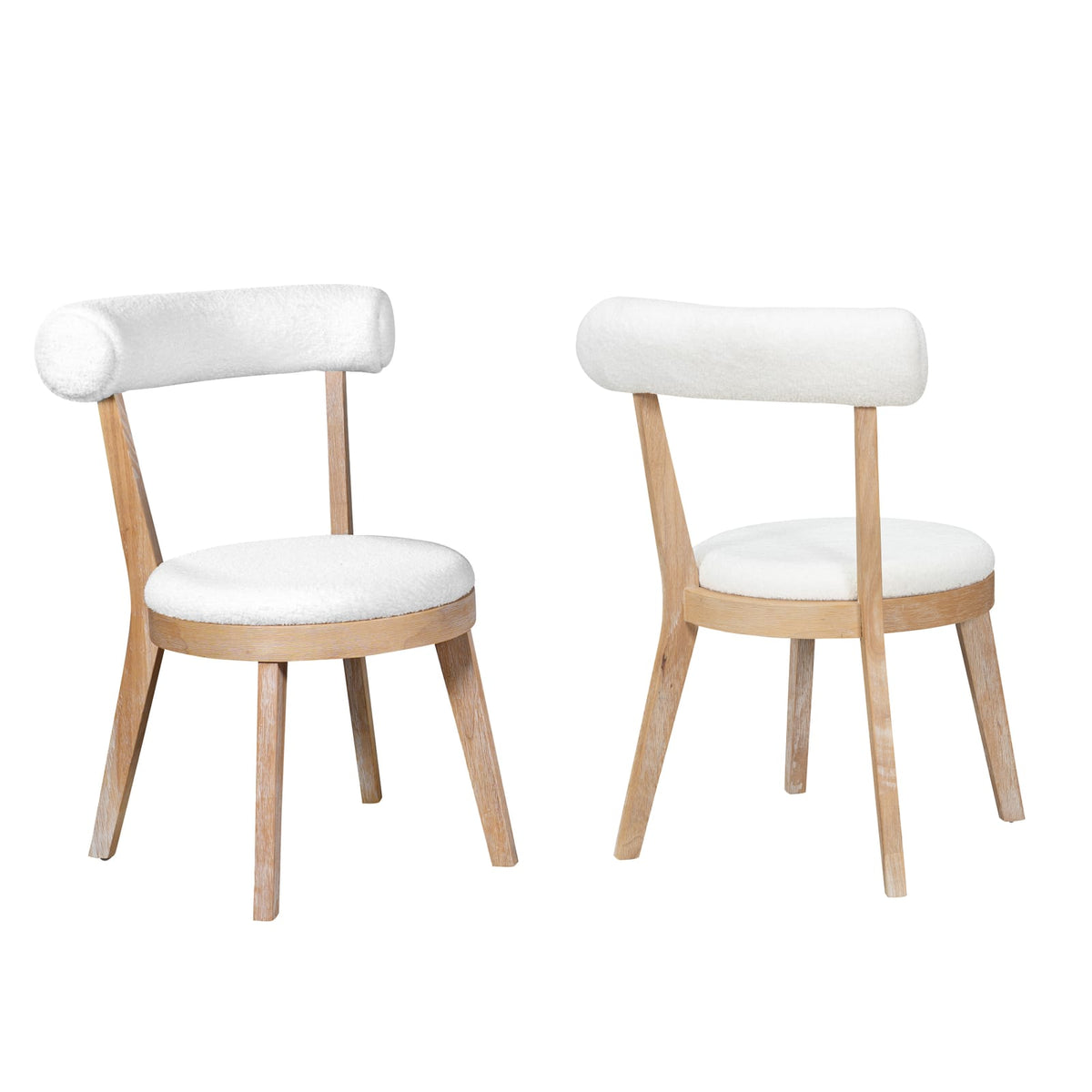 Beige Natural Upholstered Dining Chairs - Set of 2 for Dining Room