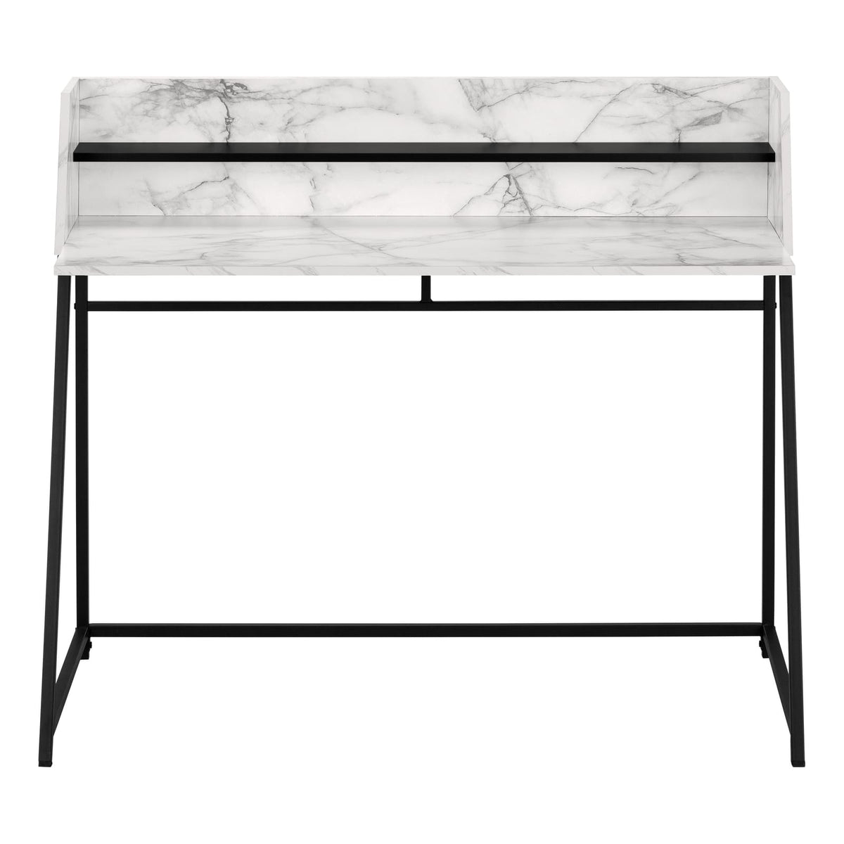 White Computer Desk with Storage Shelves - Home Office Workstation