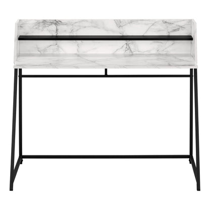 White Computer Desk with Storage Shelves - Home Office Workstation