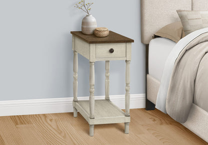 2 Tier Accent Table - White & Brown MDF