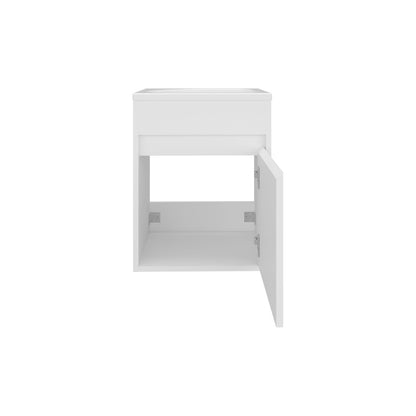White Bathroom Vanity with Sink - Compact Storage