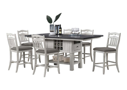 Antique White 7 Piece Dining Set Table with Chairs