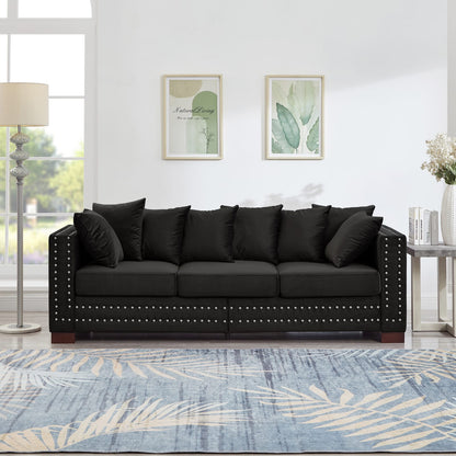 Black Velvet Sofa - 3 Seat Storage Couch