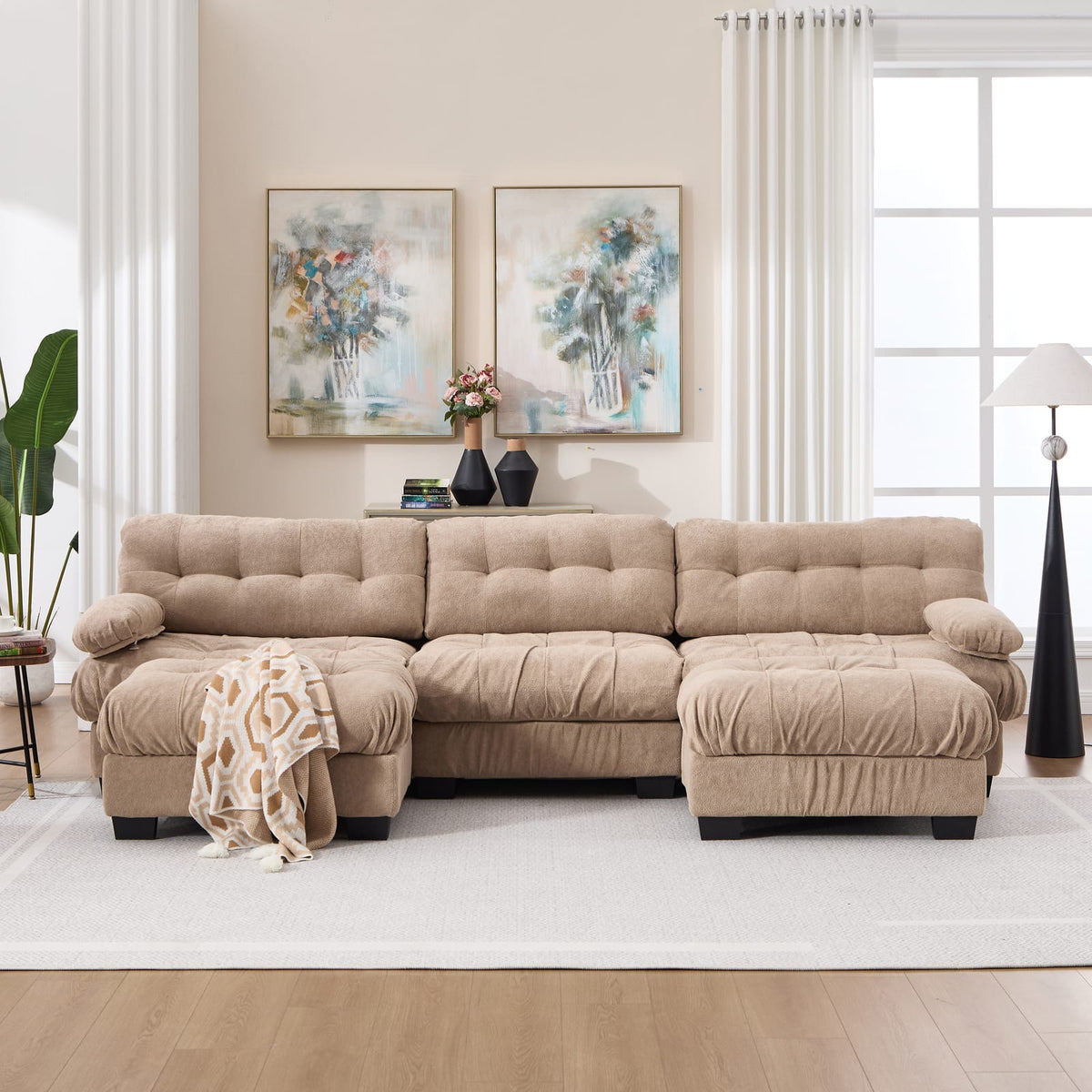 U-Shaped Modular Sectional Sofa - Light Brown Comfort