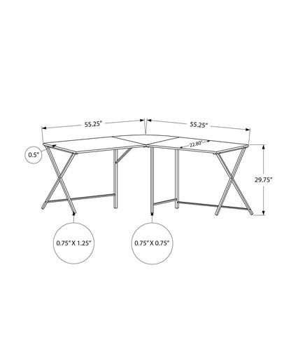 L-Shaped Computer Desk, 55" White Laminate MDF - Corner Office Desk