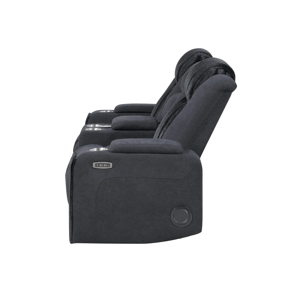 Black Polyester Power Reclining Loveseat - 72" for Living Room