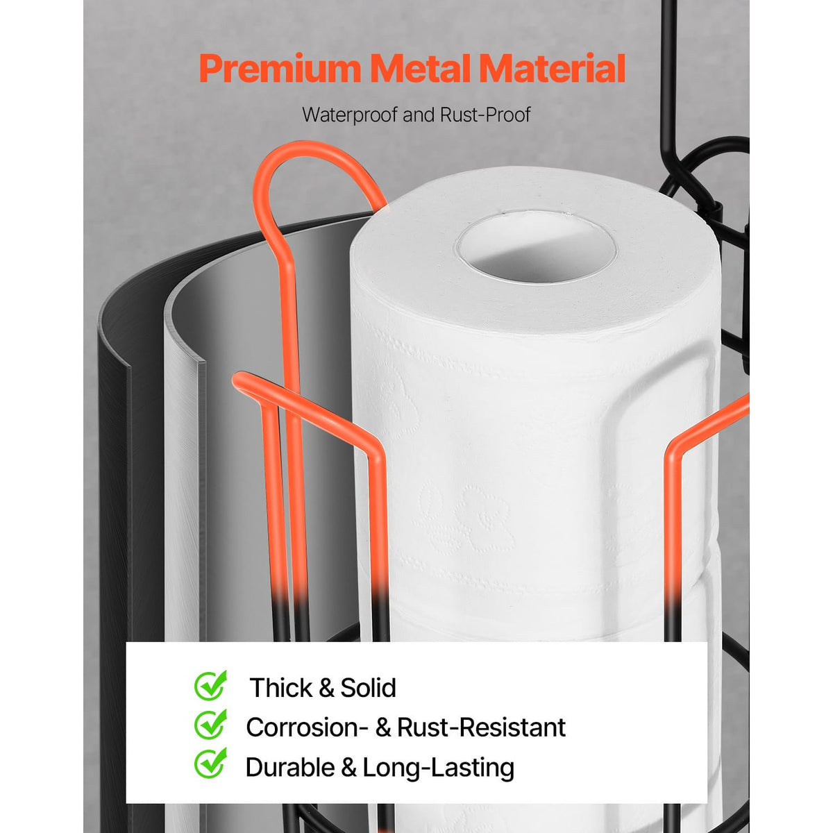Free Standing Toilet Paper Holder with Shelf - Mega Rolls Storage