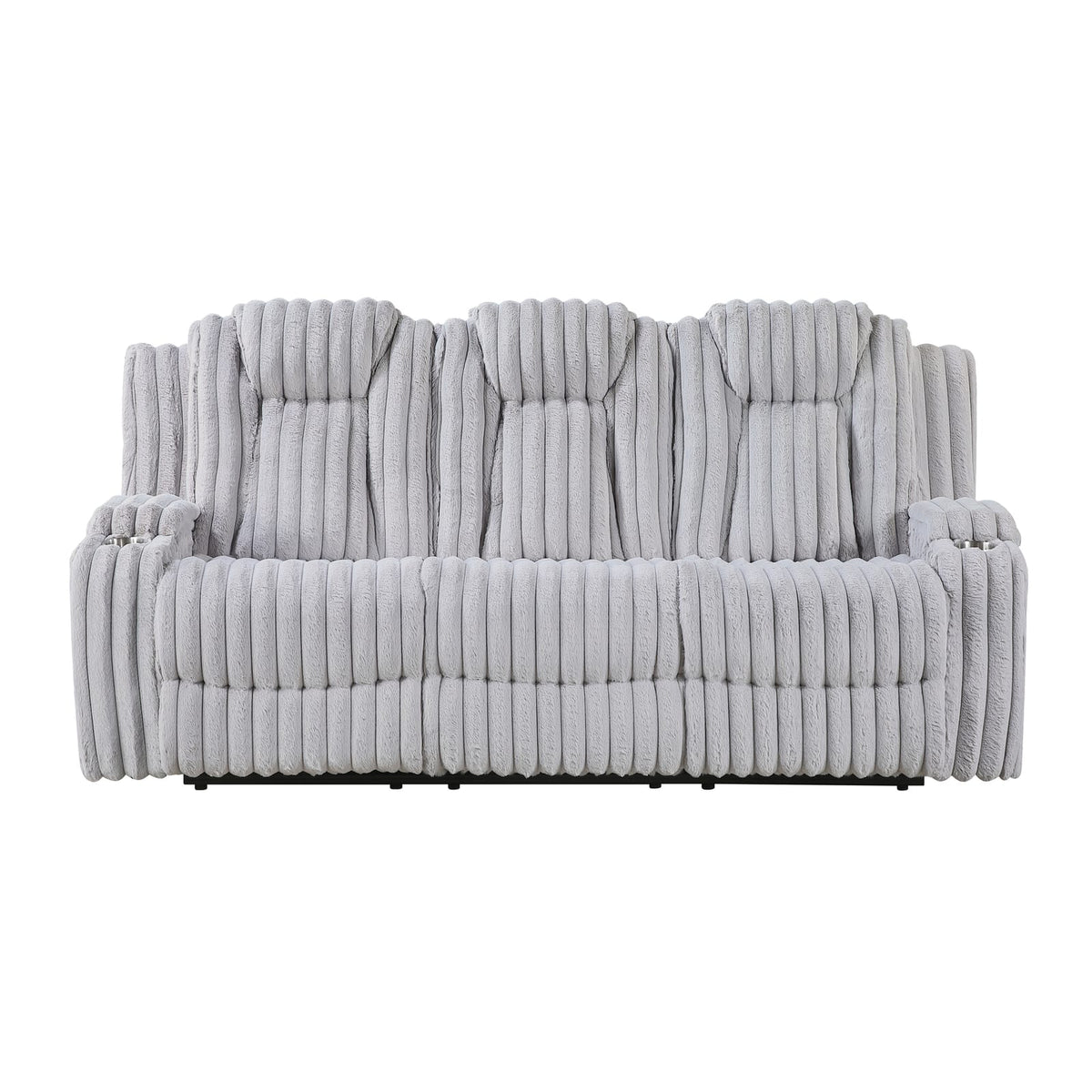Light Gray Double Reclining Sofa - Corduroy Comfort & Storage