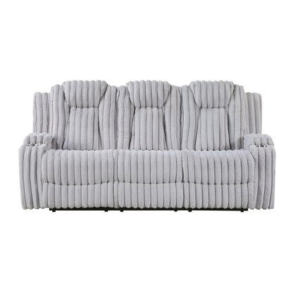 Light Gray Double Reclining Sofa - Corduroy Comfort & Storage