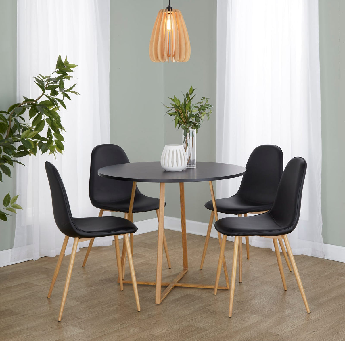 Round Black Dining Table - Seats Four