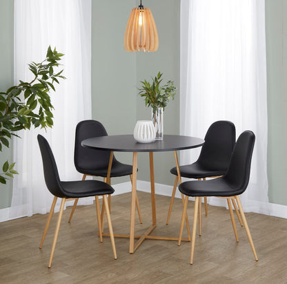 Round Black Dining Table - Seats Four