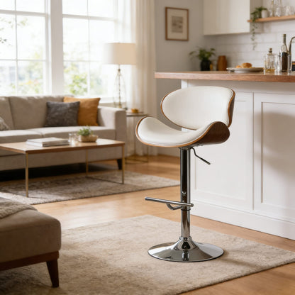 White Metal Bar Stool - 36" to 44" Height for Living Room