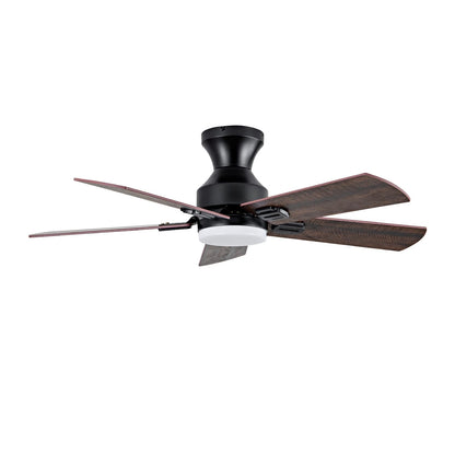 Black Solid Wood Low Profile Ceiling Fan with Light