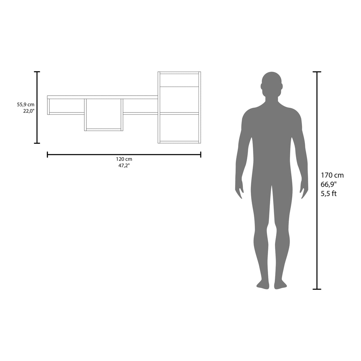 White Wall Mounted Shelves - 5 Shelf Unit for Living Room