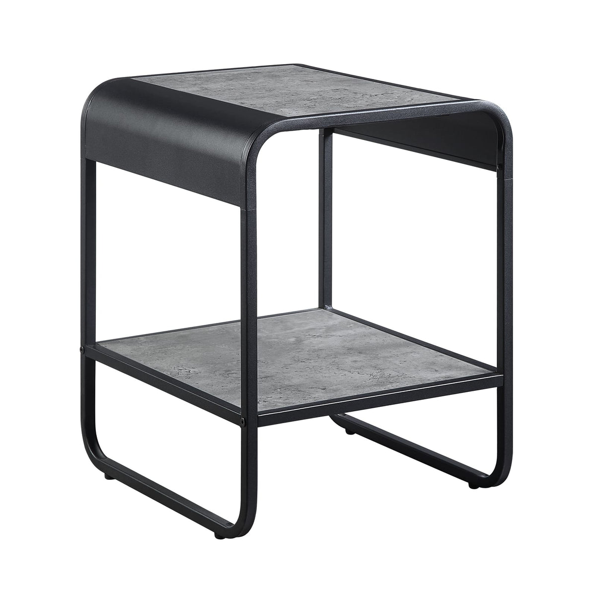 Black & Grey End Table with Storage - 18" x 16" for Living Room