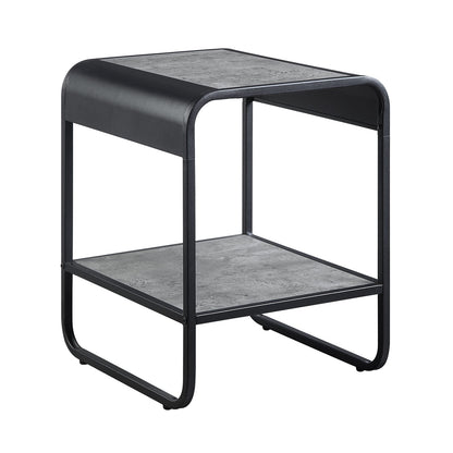 Black & Grey End Table with Storage - 18" x 16" for Living Room