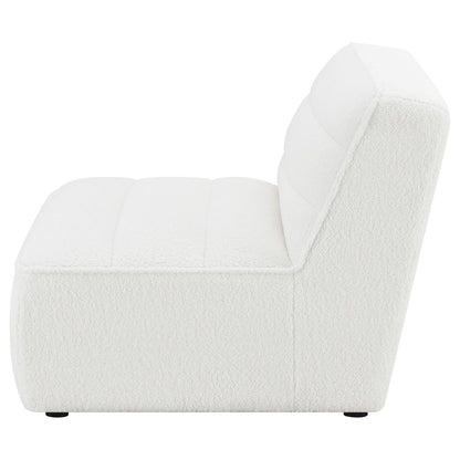Ivory Upholstered Armless Chair - Plush Comfort for Living Room