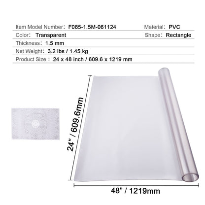 Clear PVC Table Protector - 24x48 Inch Desk Cover