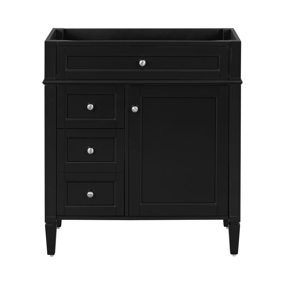 Black Bathroom Vanity with Storage - 2 Drawers, MDF
