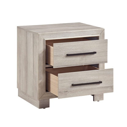 Modern Gray Finish Two-Drawer Nightstand - Wooden Bedroom Furniture