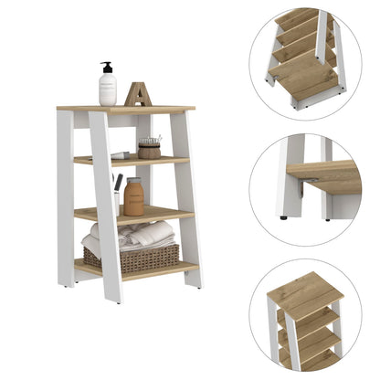Nashua 4-Shelf Linen Cabinet - Light Oak & White Display Shelf