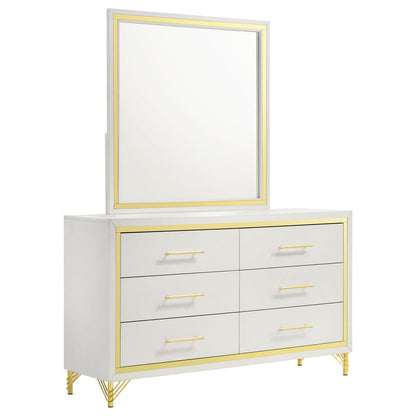 White 6-Drawer Dresser with Mirror - Bedroom Storage
