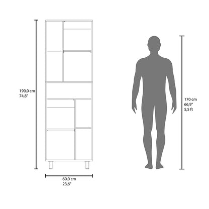 White Engineered Wood Pantry Cabinet - 16.2 x 23.6 x 74.8", Kitchen Storage
