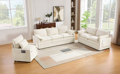 Grey Faux Fur Sectional Sofa - 6 Seat Comfortable Couch