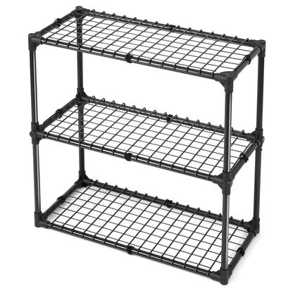 3-Shelf Black Steel Wire Rack - Storage Unit for Living Room