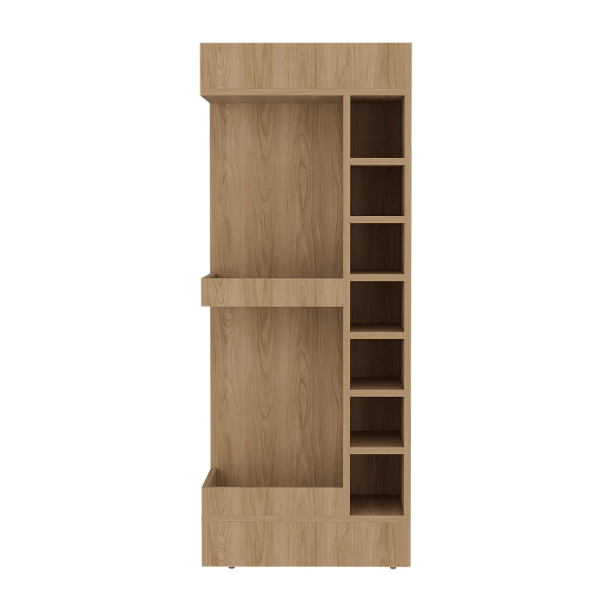 18.3" Natural Wood Bar Cabinet with 16 Shelves for Living Room