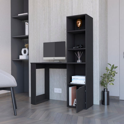 Wenge Computer Desk with Bookcase & Storage