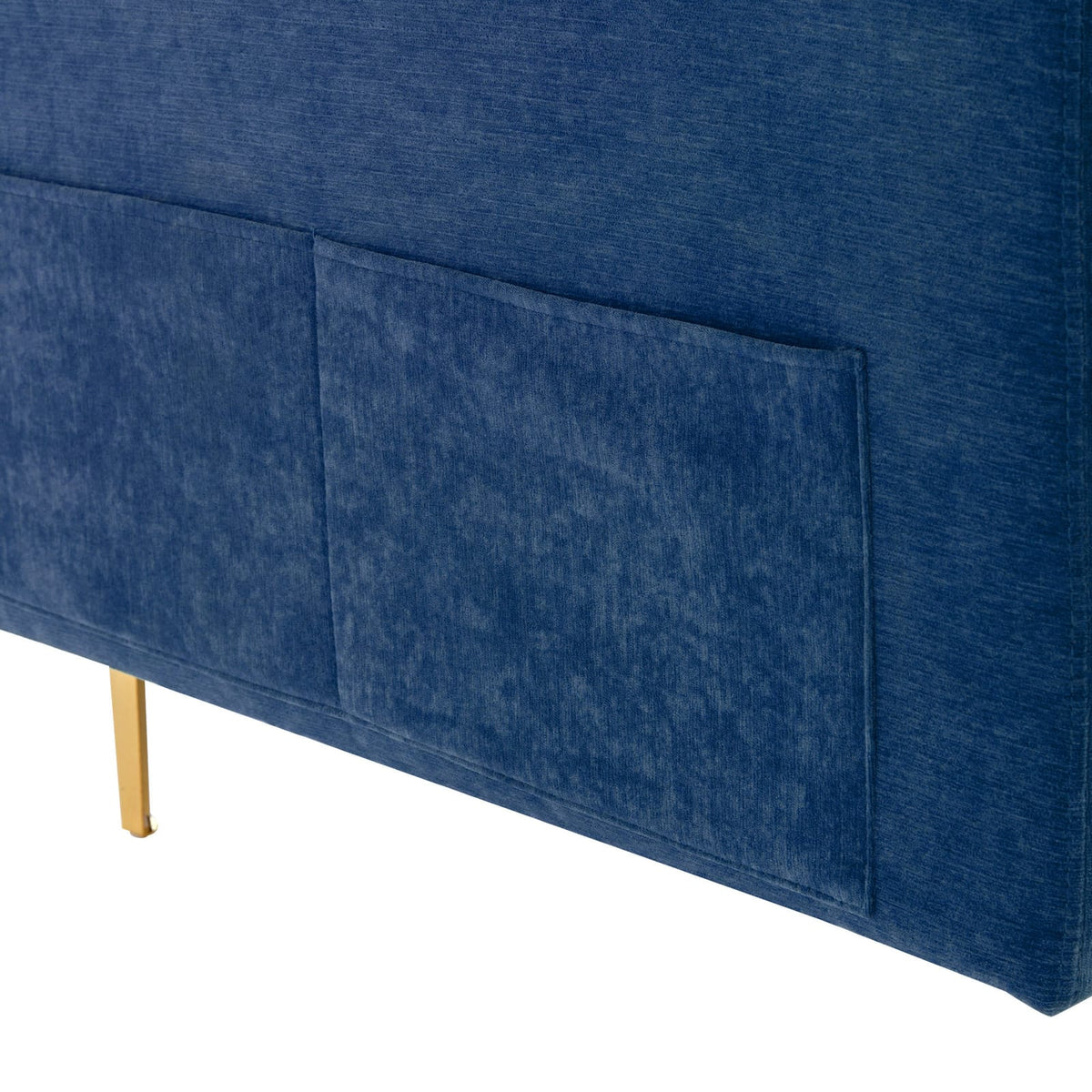 Blue Velvet L-Shape Sectional Sofa with Ottoman for Living Room