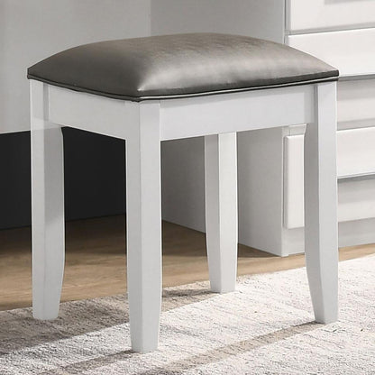 Glossy White Vanity Stool - Modern Bedroom Accent