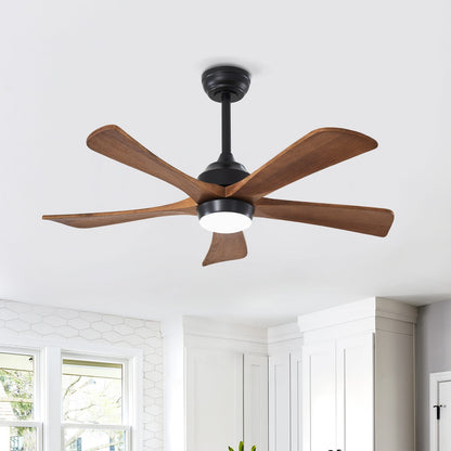 42" Solid Wood Ceiling Fan with Lights - Matte Black