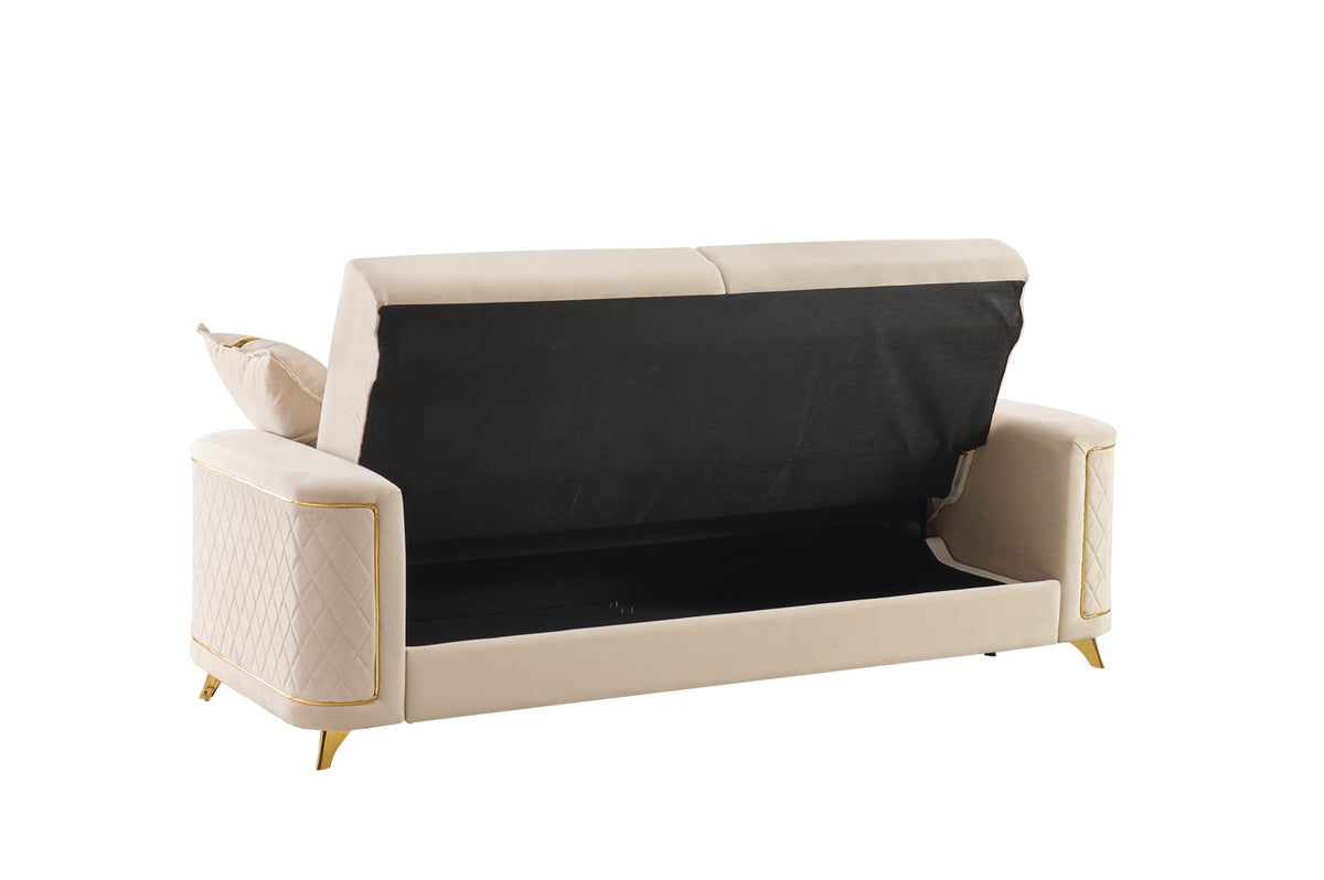 Ivory Chenille Modern Loveseat - 37" x 69.3" for Living Room