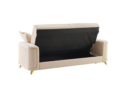 Ivory Chenille Modern Loveseat - 37" x 69.3" for Living Room